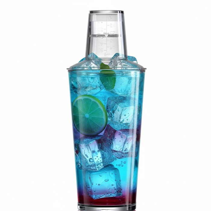 Clear Reusable Plastic 3-Piece Cocktail Shaker 568ml - Polycarbonate