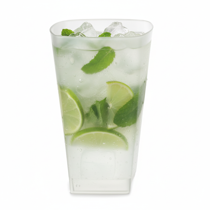 Frosted Disposable Recyclable Plastic Square Tumbler Glass 480ml