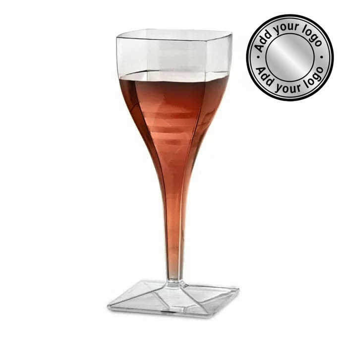 Clear Disposable Recyclable Square Wine Glass 240ml