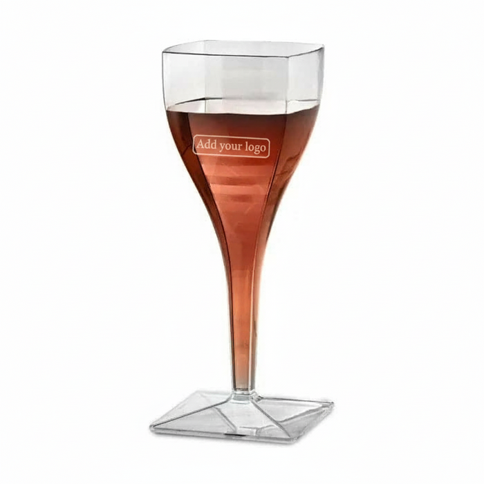 Clear Disposable Recyclable Square Wine Glass 240ml