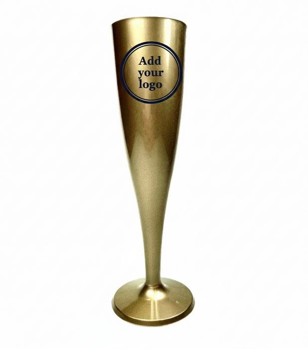 Gold Disposable Recyclable Plastic Champagne Flutes 160ml - 1 Piece