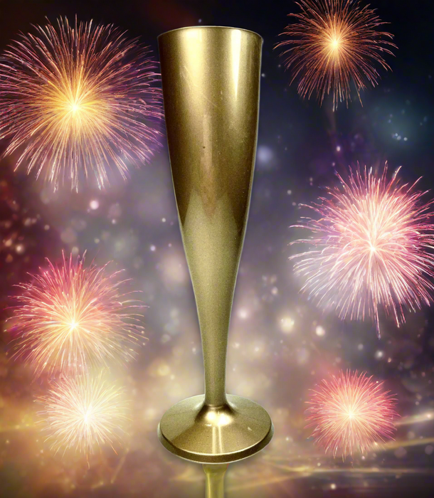 Gold Disposable Recyclable Plastic Champagne Flutes 160ml