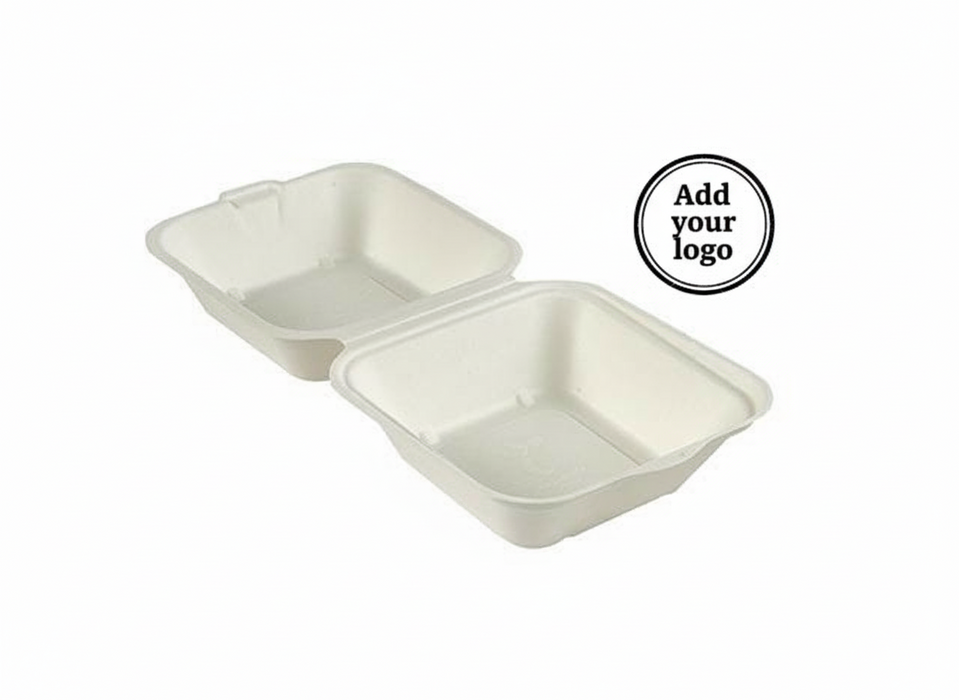 White Compostable Small Square Burger Box