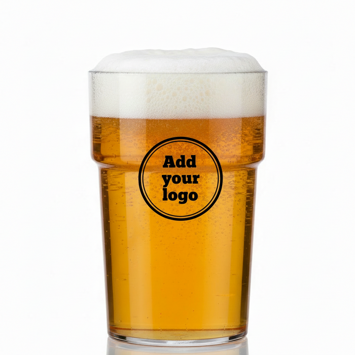 Clear Reusable Plastic Stacking Half Pint Glass 284ml - Crystal Polystyrene UKCA Stamped to Rim