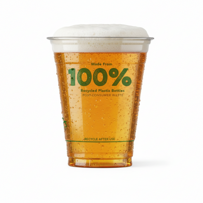 Clear 100% Recycled Plastic Half Pint Glass 284ml - RPET CE Stamped to Rim