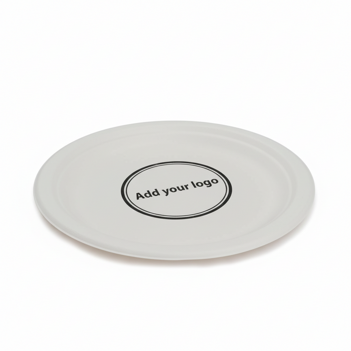 White Compostable Bagasse Side Plate 180mm