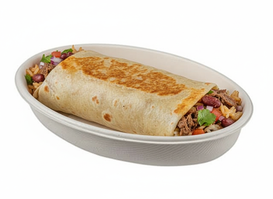 White Compostable Bagasse Oval Bowl 236mm