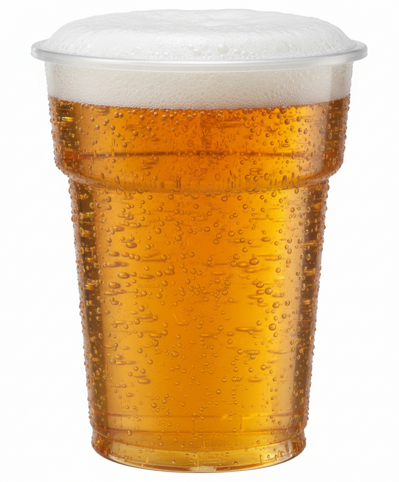 Clear Disposable Recyclable Plastic Half Pint Glass 284ml - UKCA Stamped to Rim