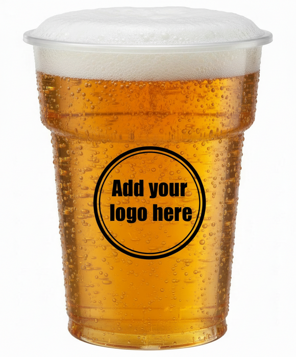Clear Disposable Recyclable Plastic Half Pint Glass 284ml - UKCA Stamped to Rim