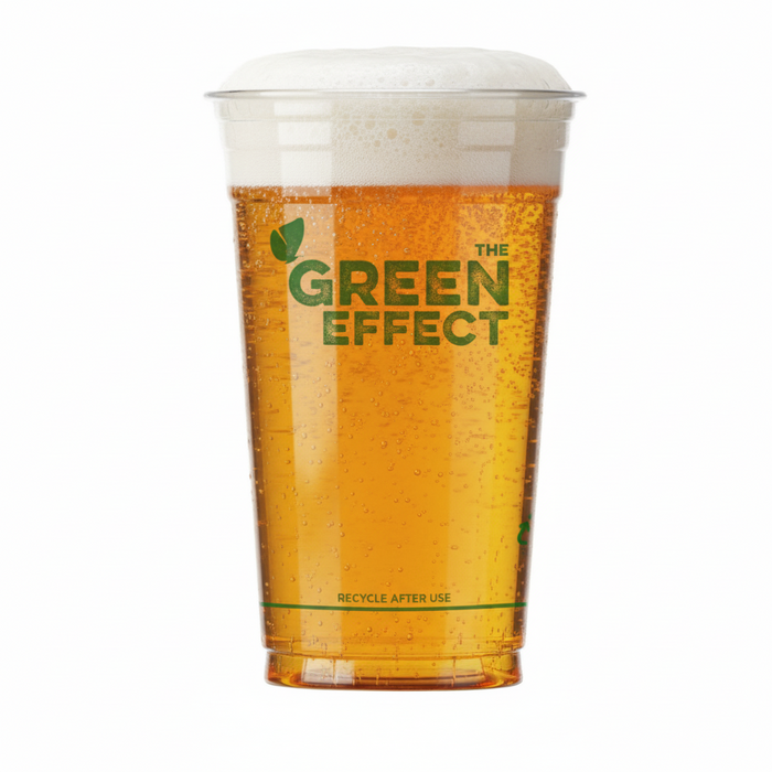 Clear 100% Recycled Plastic Pint Glass 568ml - RPET CE Stamped to Rim