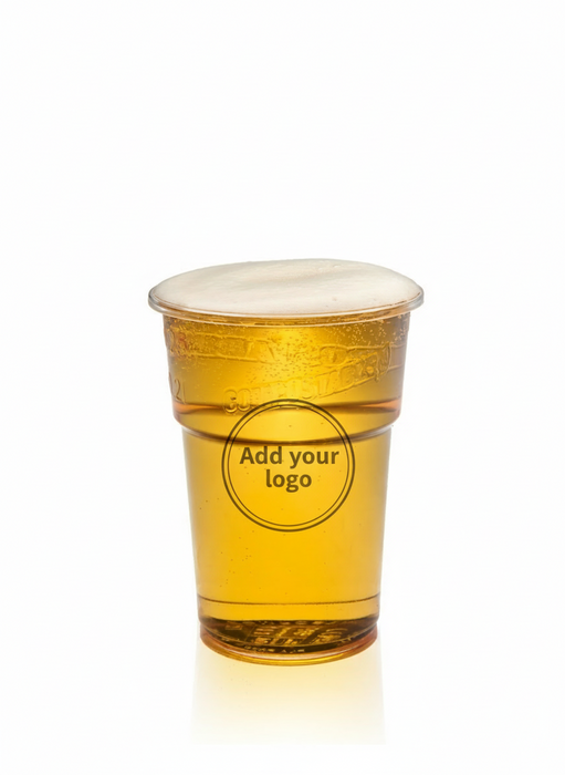 Clear Compostable Plastic Half Pint Glass 300ml - CE Stamped To Rim