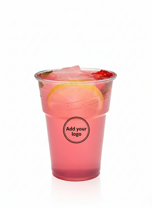 Clear Compostable Plastic Half Pint Glass 350ml - CE Stamped To Line