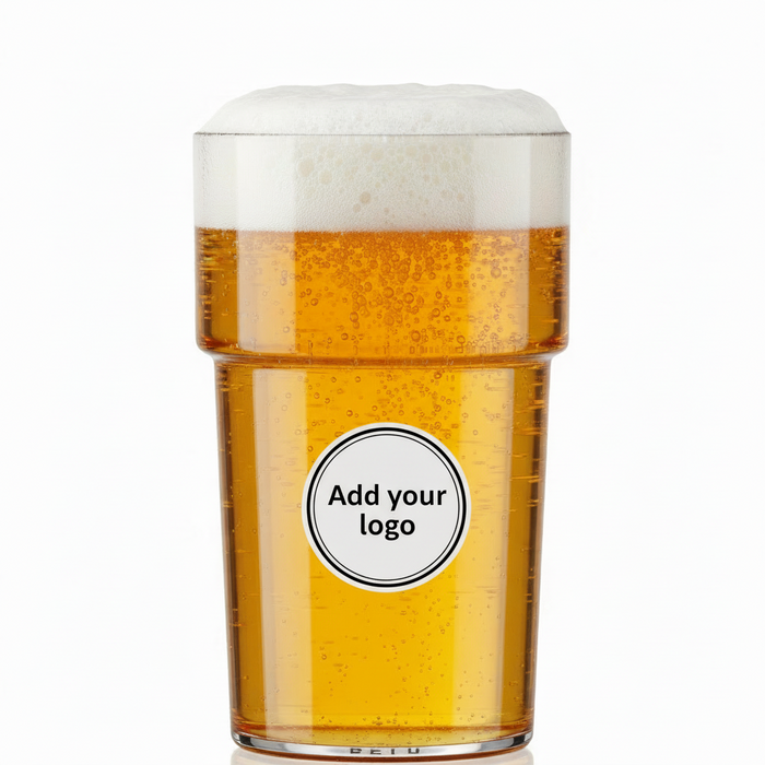 Clear Reusable Plastic Stacking Pint Glass 568ml - Crystal Polystyrene UKCA Stamped to Rim