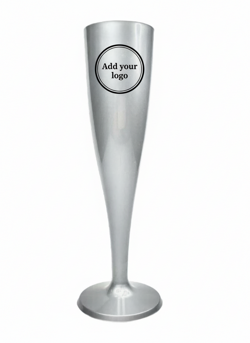 Silver Disposable Recyclable Plastic Champagne Flutes 160ml - 1 Piece