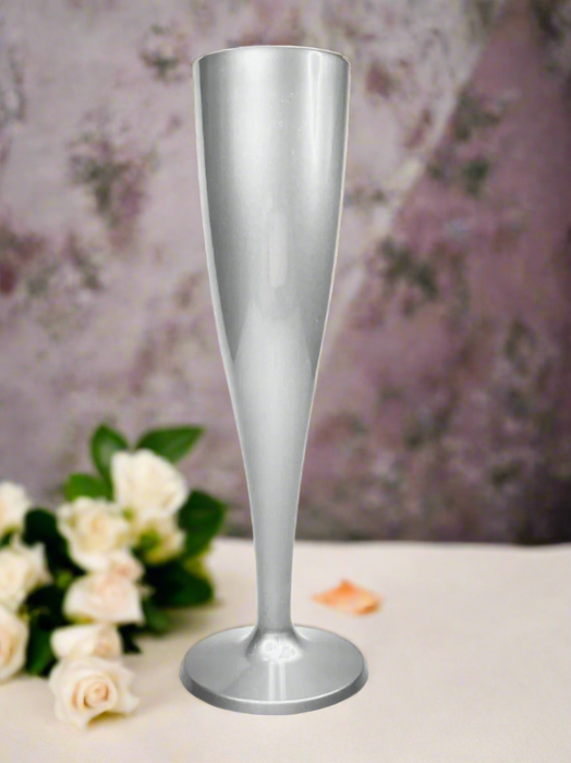 Silver Disposable Recyclable Plastic Champagne Flutes 160ml