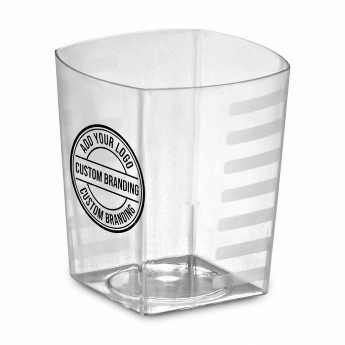 Clear Disposable Recyclable Square Plastic Tumbler Glass 255ml