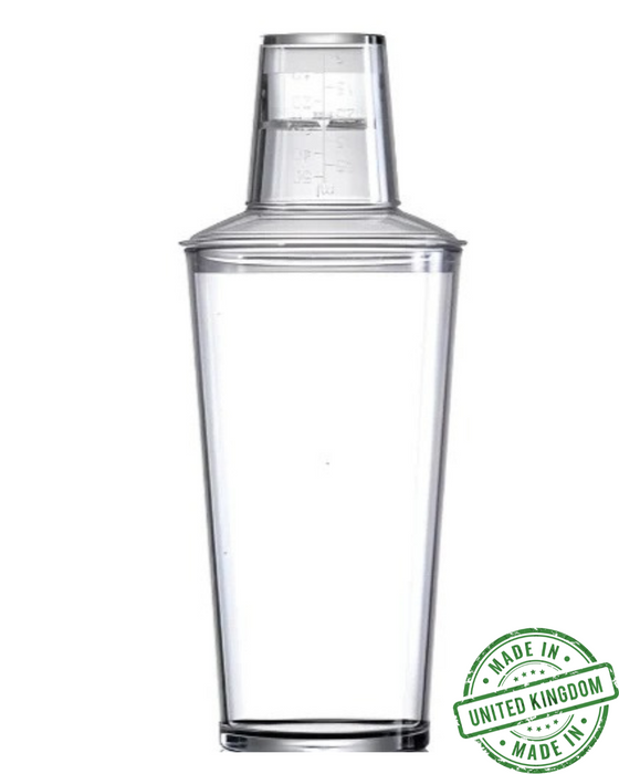 Clear Reusable Plastic 3-Piece Cocktail Shaker 568ml - Polycarbonate