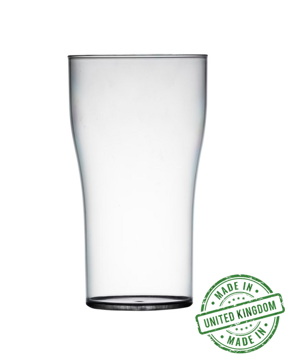 Clear Reusable Plastic 2 Pint Tulip Glass & Lid 1136ml- Polycarbonate UKCA Stamped to Rim