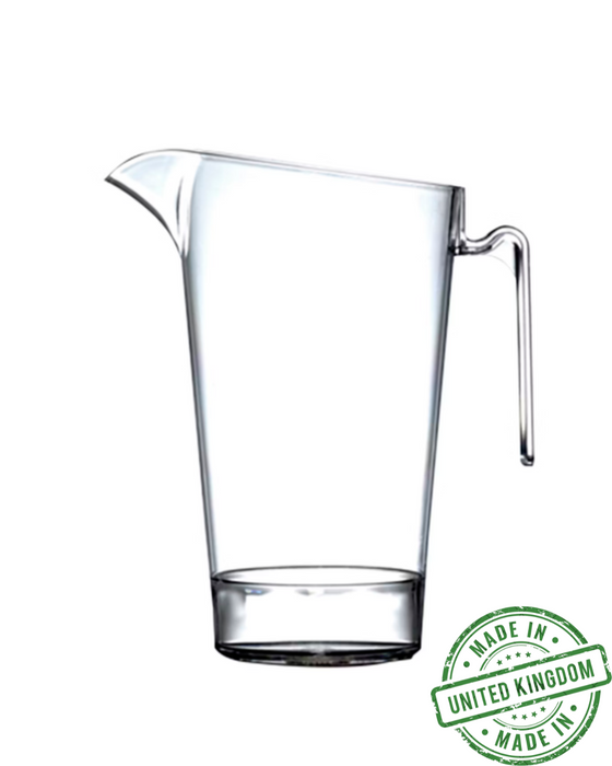 2 Pint Clear Reusable Plastic Jug 1136ml - Polycarbonate UKCA Stamped to Line