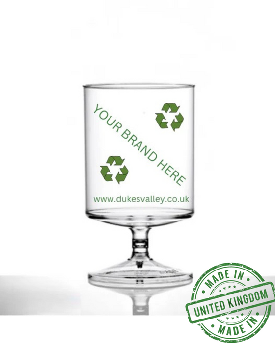 Printed Reusable Plastic Stacking Wine Glass 312.5ml - Polycarbonate