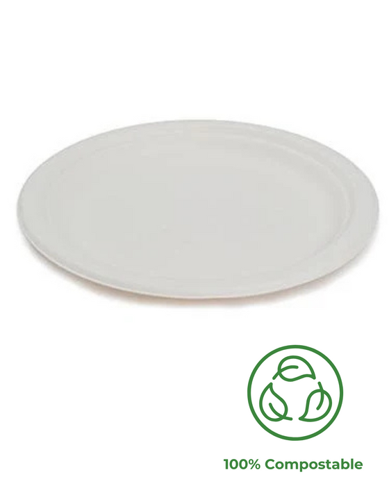 White Compostable Bagasse Side Plate 180mm