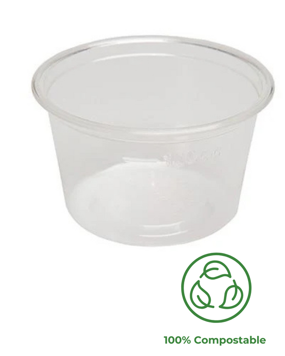 Clear Compostable Sampling Pot 150ml - Capacity Marked to Line
