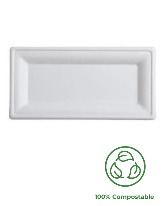 White Compostable Rectangular Side Plate 260 x 130mm — Dukes Valley