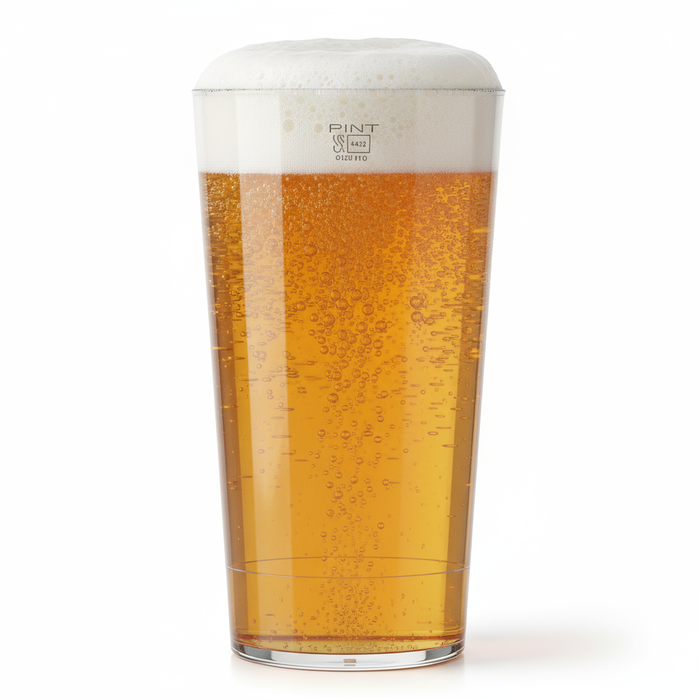 Clear Reusable Plastic Stacking Festival Pint Cup 568ml - Polycarbonate UKCA Stamped to Rim