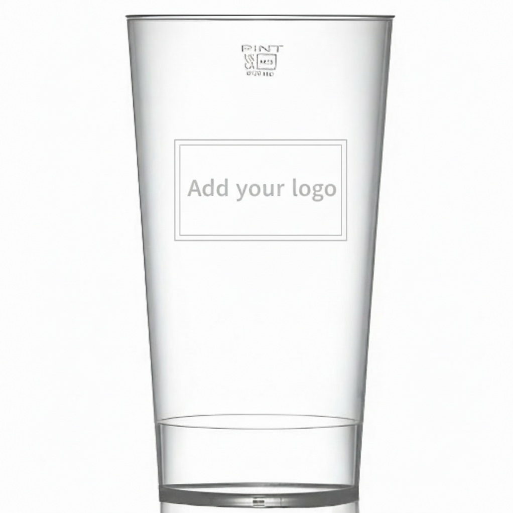 Clear Reusable Plastic Stacking Festival Pint Cup 568ml - Polycarbonat ...