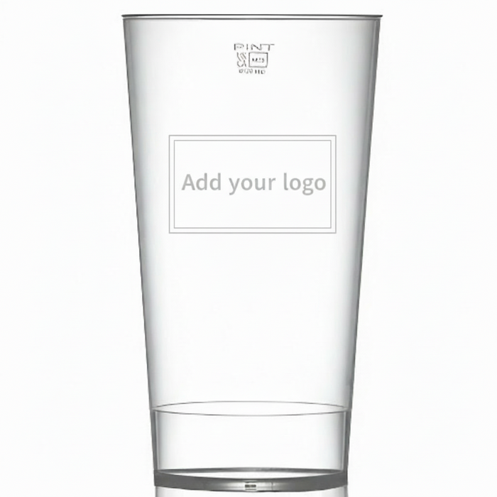 Clear Reusable Plastic Stacking Festival Pint Cup 568ml - Polycarbonate UKCA Stamped to Rim