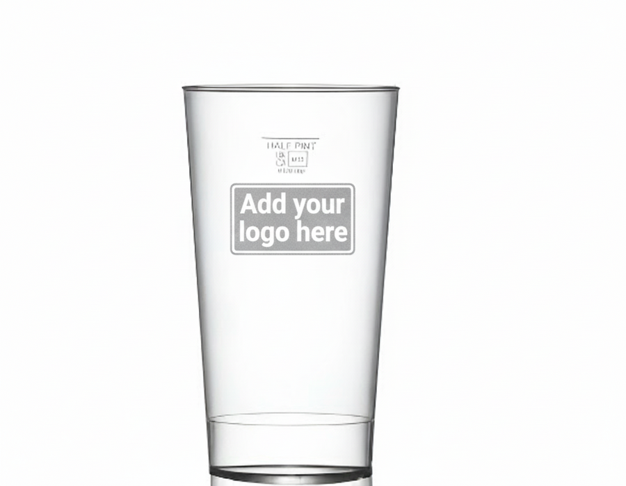 Clear Reusable Plastic Stacking Tumbler Glass 340ml - UKCA Half Pint to Line - Polycarbonate