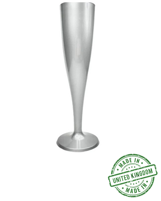 Silver Disposable Recyclable Plastic Champagne Flutes 160ml