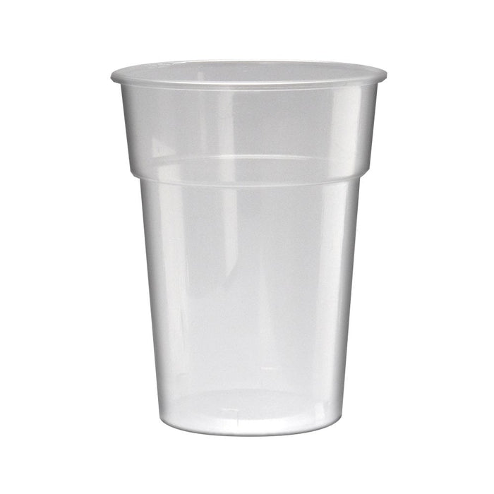 Clear Disposable Recyclable Plastic Pint Glass 568ml - UKCA Stamped to Rim