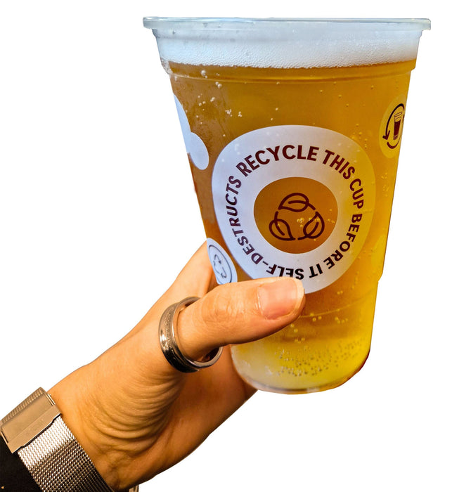 Printed TWOinONE Flexy 'Self Destructing' Pint Glass 570ml - Polypropylene CE Stamped To Rim