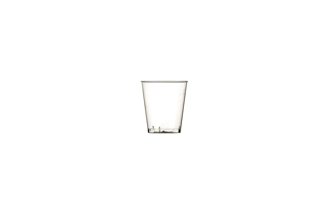 30ml Clear Disposable Recyclable Plastic Stacking Shot Glass - CE Stamped to Rim
