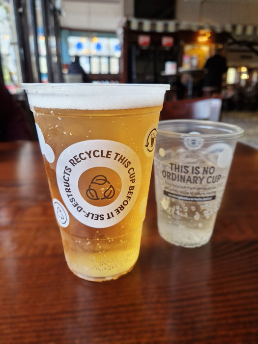 Printed TWOinONE Flexy 'Self Destructing' Pint Glass 570ml - Polypropylene CE Stamped To Rim