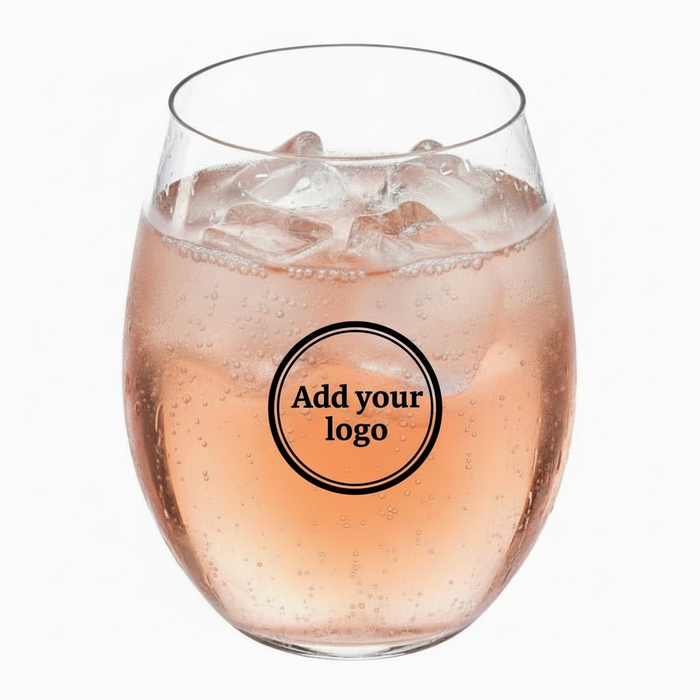 Clear Reusable Plastic Premium Stemless Wine Glass 390ml