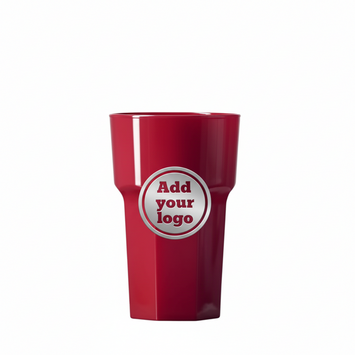 Red Reusable Plastic Half Pint Glass 284ml - Polycarbonate UKCA Stamped to Rim
