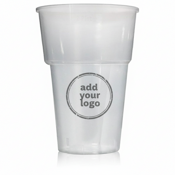 Clear Disposable Recyclable 2 Pint Glasses - Polypropylene UKCA Stamped to Line