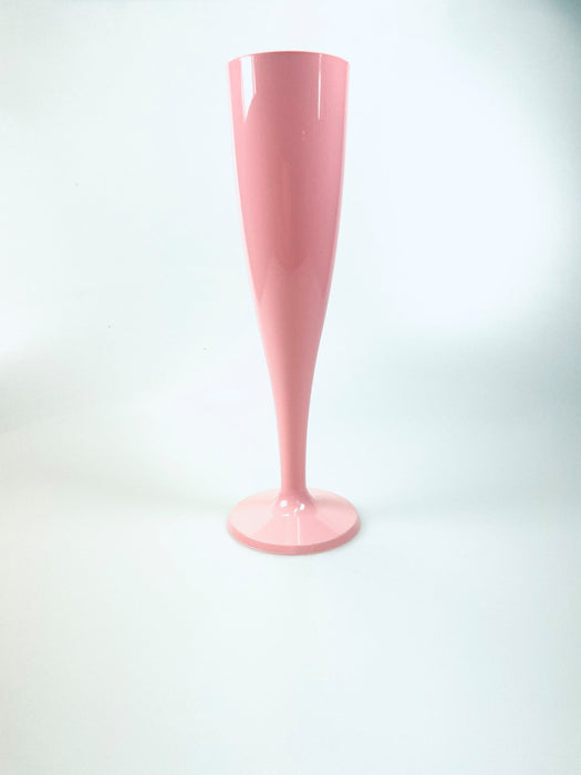 Pink Disposable Recyclable Plastic Champagne Flutes 160ml