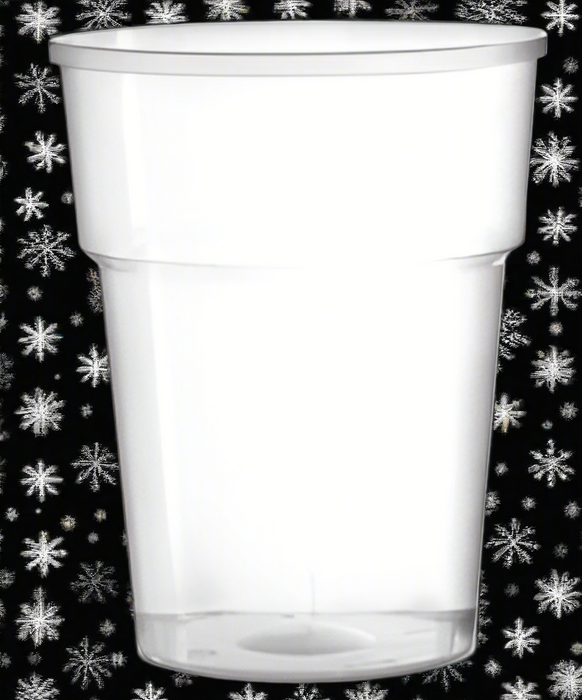 Clear Disposable Recyclable Plastic Pint Glass 568ml - UKCA Stamped to Rim
