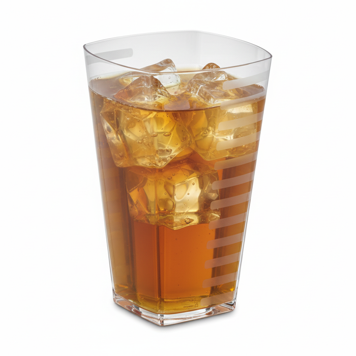 Clear Disposable Recyclable Plastic Square Tumbler Glass 473ml