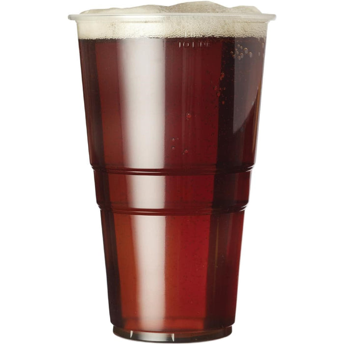 Clear Disposable Recyclable Plastic Pint Glass 568ml - Polypropylene CE Stamped to Rim