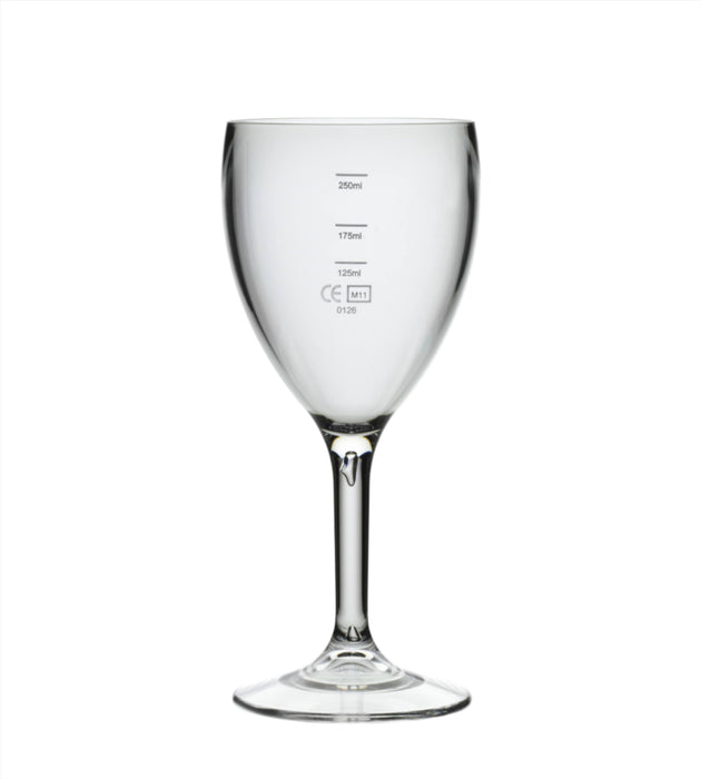 Clear Reusable Plastic Wine Glass 312.5ml - Polycarbonate CE/CA Stamped at 125ml/ 175ml & 250ml