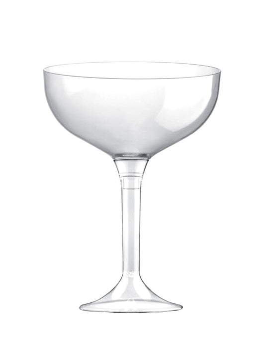 Clear Disposable Recyclable Plastic 2-Piece Champagne Coupe/Cocktail Glass 205ml