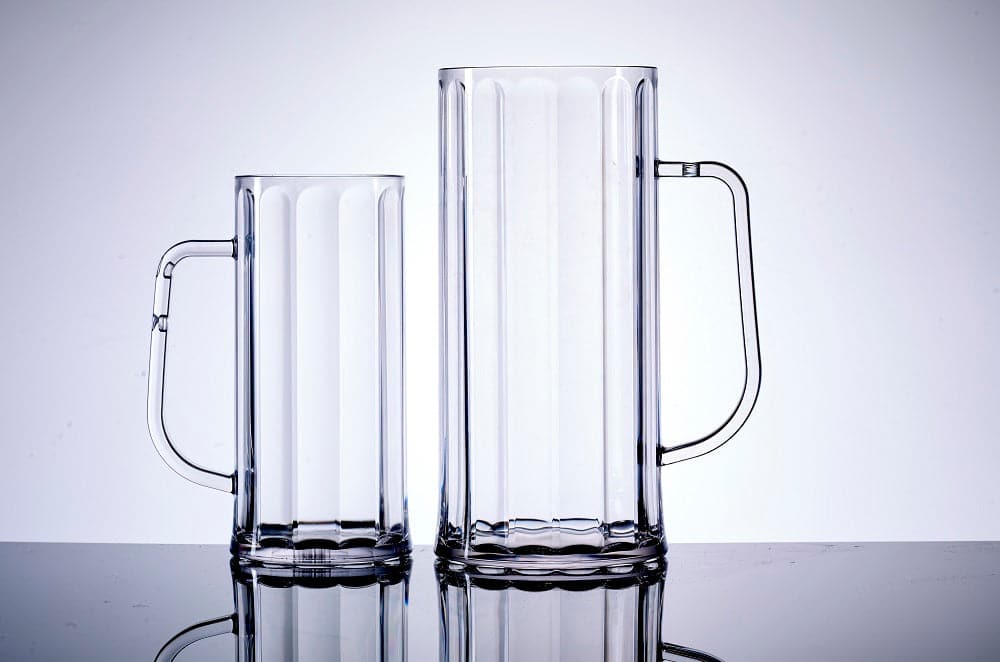 Clear Reusable Plastic Premium Bavarian 2 Pint Stein Tankard 1136ml - Polycarbonate UKCA Stamped to Line