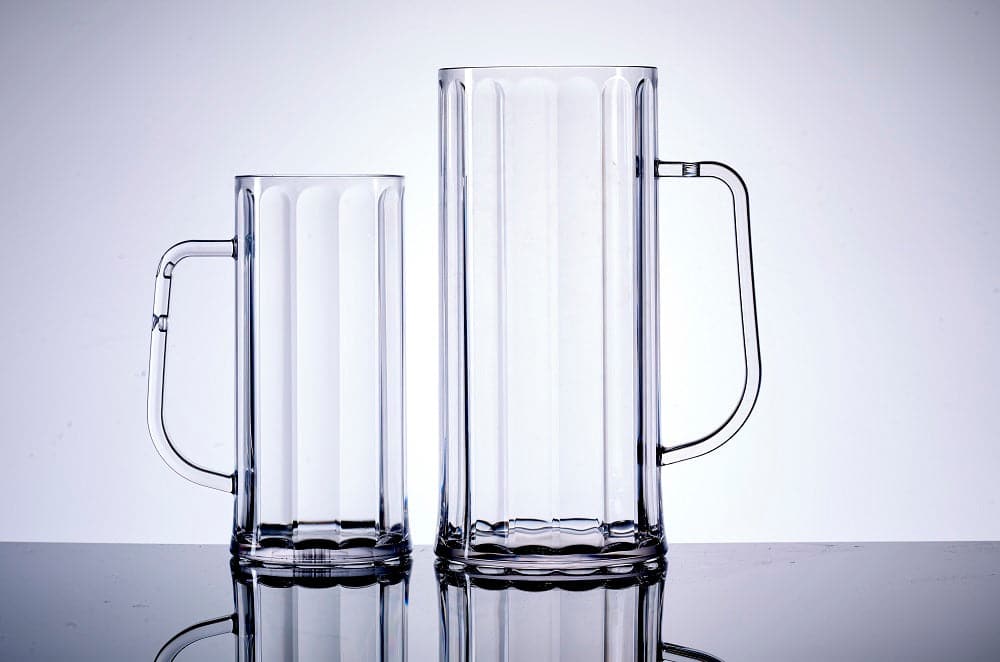 Clear Reusable Plastic Premium Bavarian 2 Pint Stein Tankard 1136ml -CA Stamped to Line  Polycarbonate