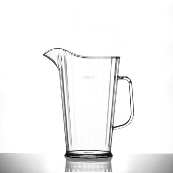 2 Pint Clear Reusable Plastic Jug 1136ml- Polycarbonate CE/CA Stamped