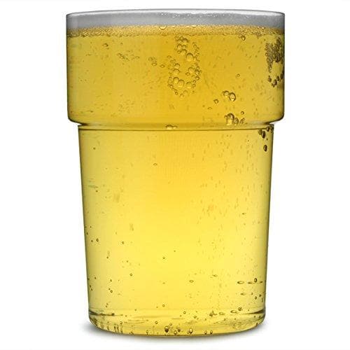 Clear Reusable Plastic Stacking Pint Glass 568ml - Crystal Polystyrene CE/CA Stamped to Rim