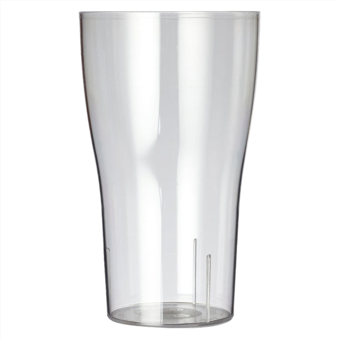 Clear Reusable Plastic Clarity Tulip Pint Glass 568ml - Crystal Polystyrene CE Stamped to Rim